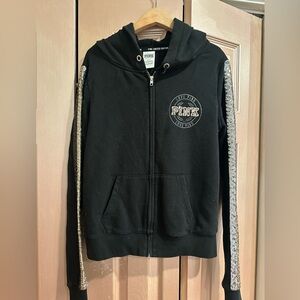 PINK Victoria's Secret Black Hoodie with Gold Sequin Logo
